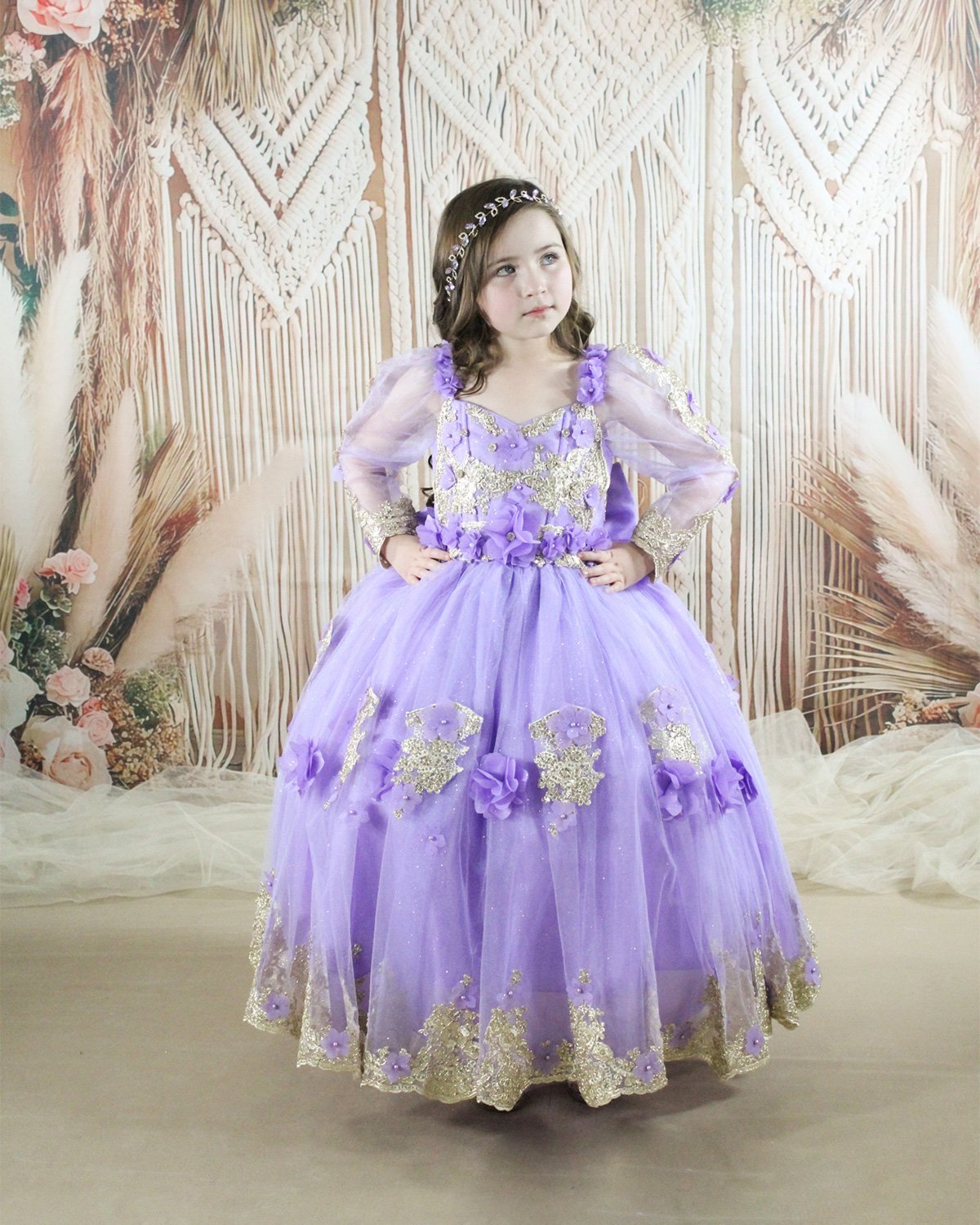 Vestido de Niña Modelo Zaira con Manga