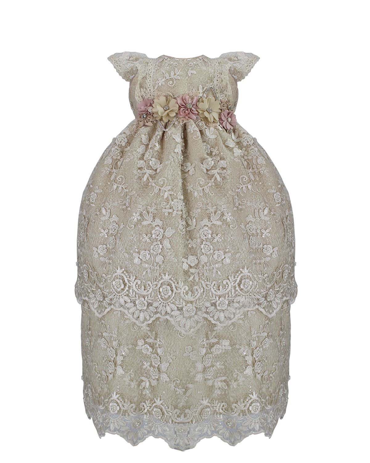 Christening gown for girl with delicate lining and fine embroidered lace -  Maylin